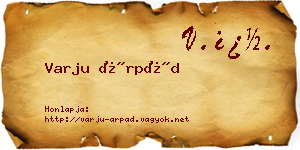 Varju Árpád névjegykártya